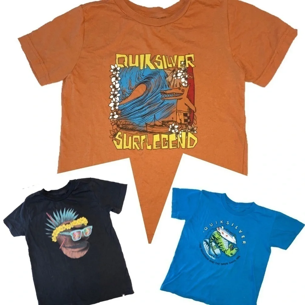 3 Quicksilver Short Sleeve Tee Boys Shirt L - Picture 1 of 4